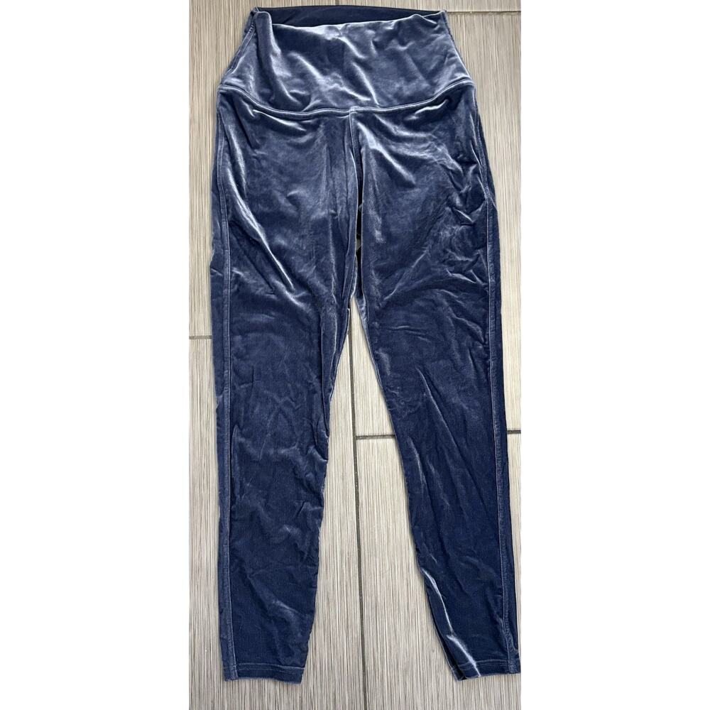 Shefit Luxe Leggings Size Medium Blue Velour Style 140010 Stretch